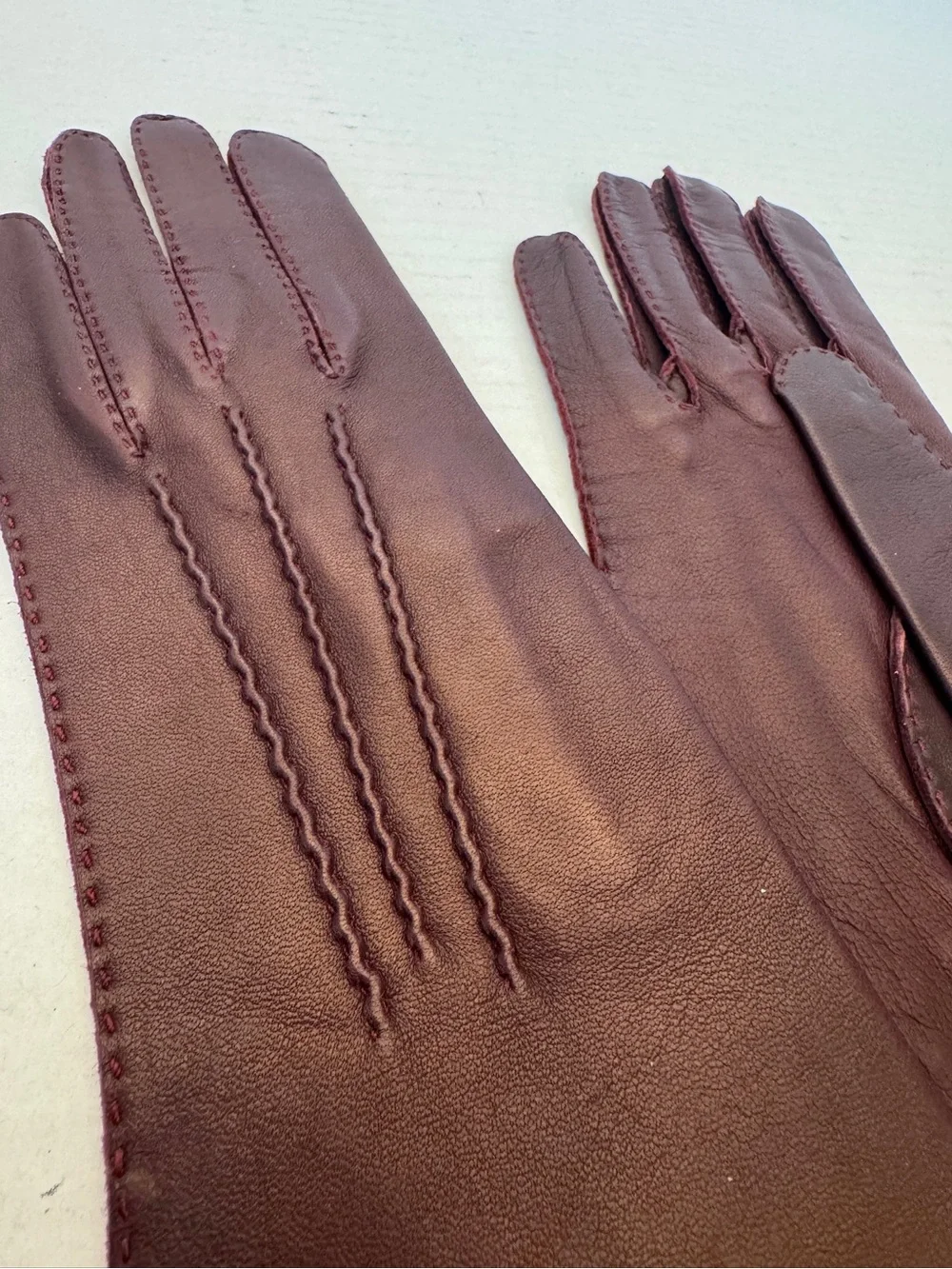 Vtg 1960s Dandoufa Brown Kid Leather Gloves Made in Greece Retro Size 6.5 Small